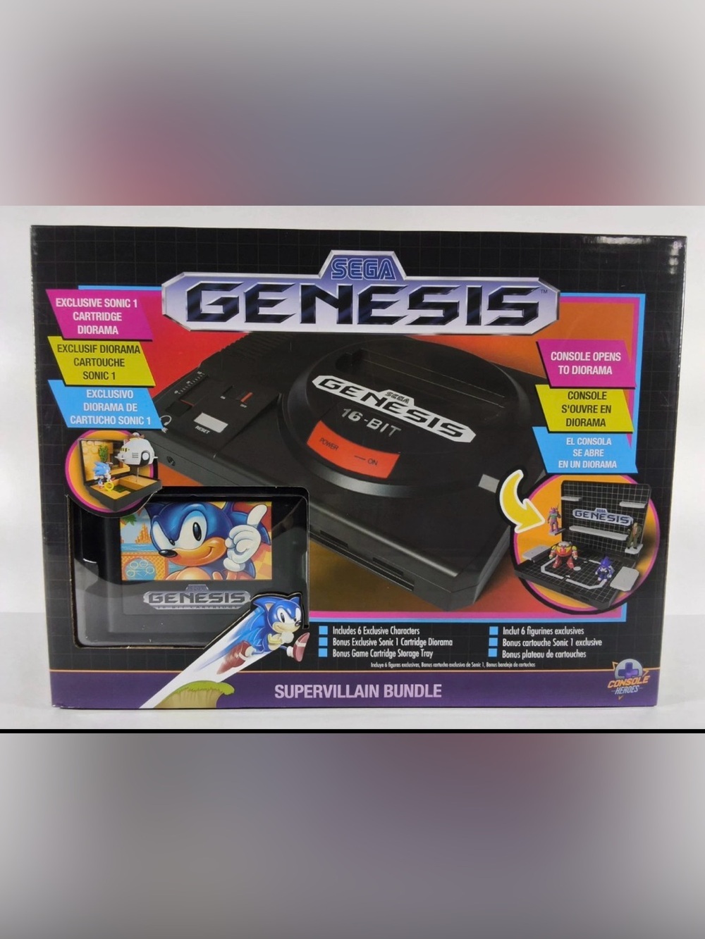 SEGA Genesis Diorama Console Heroes Supervillain Bundle Sonic New